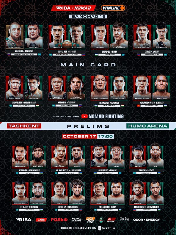IBA Nomad 16 сегодня пройдёт в Humo Arena в Ташкенте
