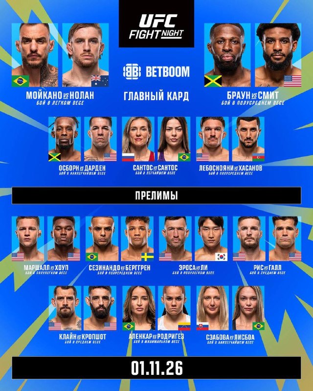 Moykano va Nolan 1-noyabrda UFC ringida uchrashadi
