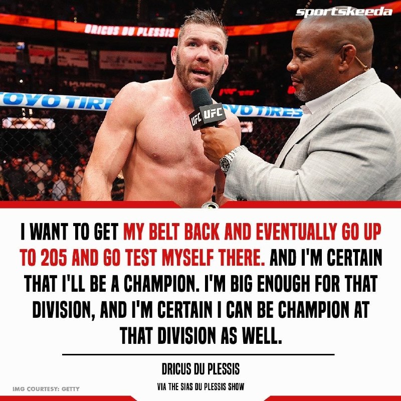 Dricus du Plessis wants to regain his belt and then move up to light heavyweight